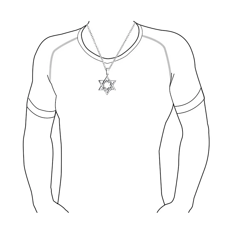 Bling Jewelry Unisex Star of David Pendant Necklace Bar Mitzvah Stainless Steel