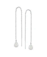 Bling Jewelry Pear Shaped Dangle Earrings with Opal Inlay on Sterling Silver Chain
