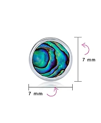 Bling Jewelry Round Bezel Set Abalone Shell Stud Earrings in Sterling Silver, 7MM