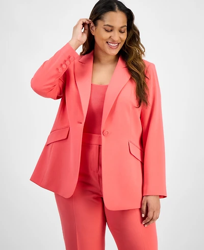 Tahari Asl Plus Peak-Lapel Open-Front Jacket