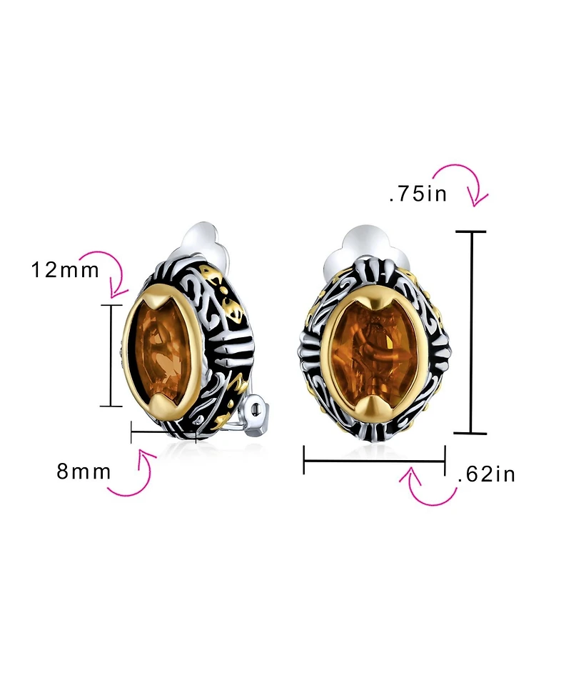 Bling Jewelry Fashion Crystal Oval Bali Style Clip-On Earrings Non-Pierced Ears Multiple Colors