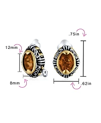 Bling Jewelry Fashion Crystal Oval Bali Style Clip-On Earrings Non-Pierced Ears Multiple Colors