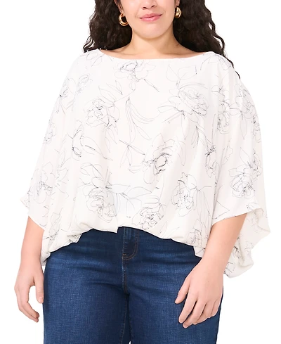 Vince Camuto Plus Size Printed 3/4-Raglan Sleeve Top, Exclusively at Macy's