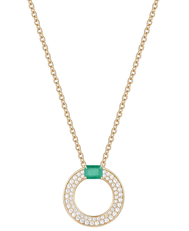 Macy's Sapphire (1/4 ct. t.w.) & Diamond Circular Pendant 18" Necklace 14k White Gold (Also Available Ruby Emerald)