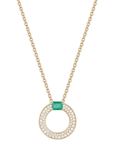 Macy's Sapphire (1/4 ct. t.w.) & Diamond Circular Pendant 18" Necklace 14k White Gold (Also Available Ruby Emerald)