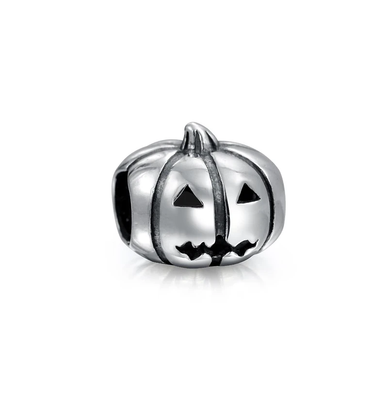 Bling Jewelry Spooky Halloween Pumpkin Charm Bead in Oxidized Sterling Silver Bracelets