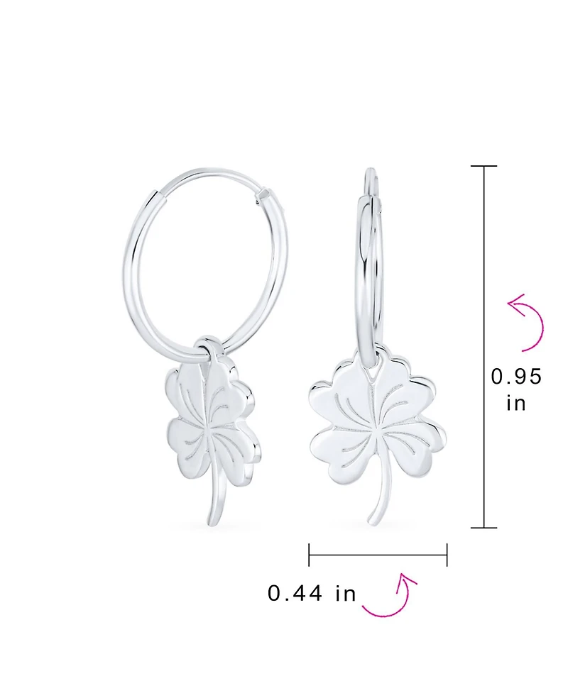 Bling Jewelry Luck of the Irish Shamrock Mini Hoop Huggie Earrings in Sterling Silver