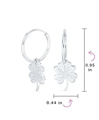 Bling Jewelry Luck of the Irish Shamrock Mini Hoop Huggie Earrings in Sterling Silver