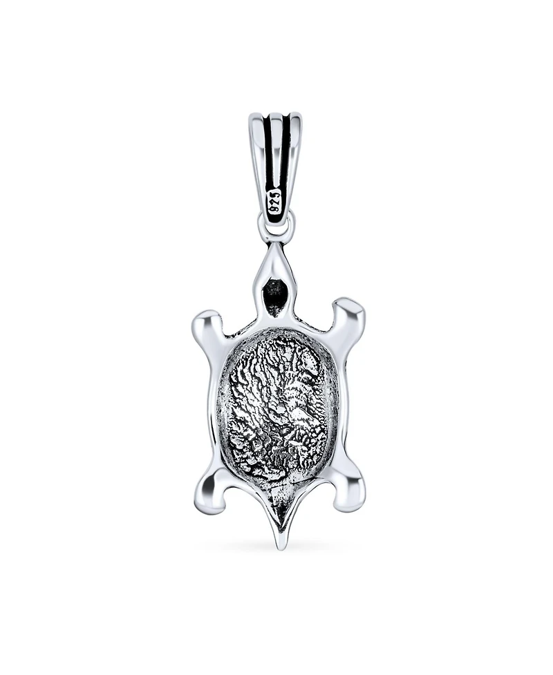 Bling Jewelry Nautical Sea Tortoise Pendant Necklace in Oxidized Sterling Silver