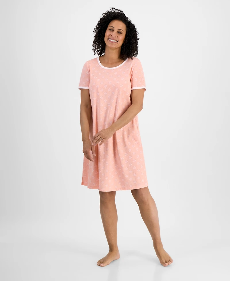 Charter Club Women's Printed Short-Sleeve Sleepshirt