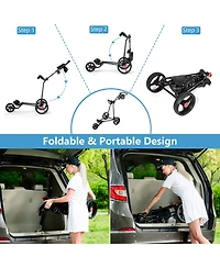 Durable Foldable Steel Golf Cart with Mesh Bag