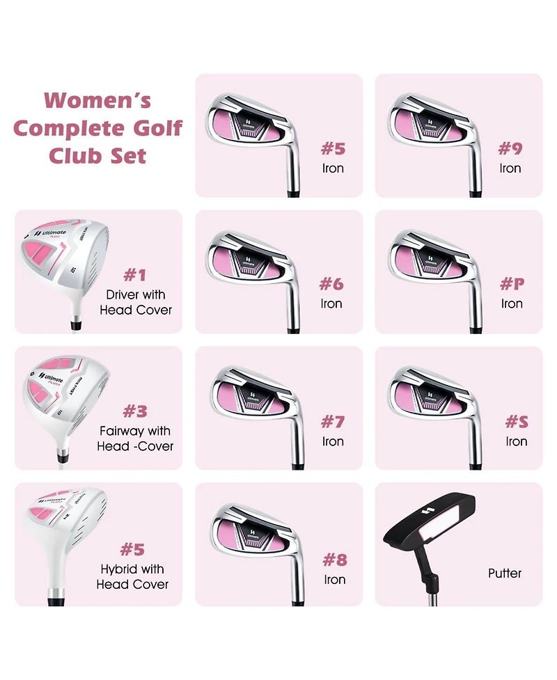 Women's Complete Golf Club Set Right Hand with Rain Hood