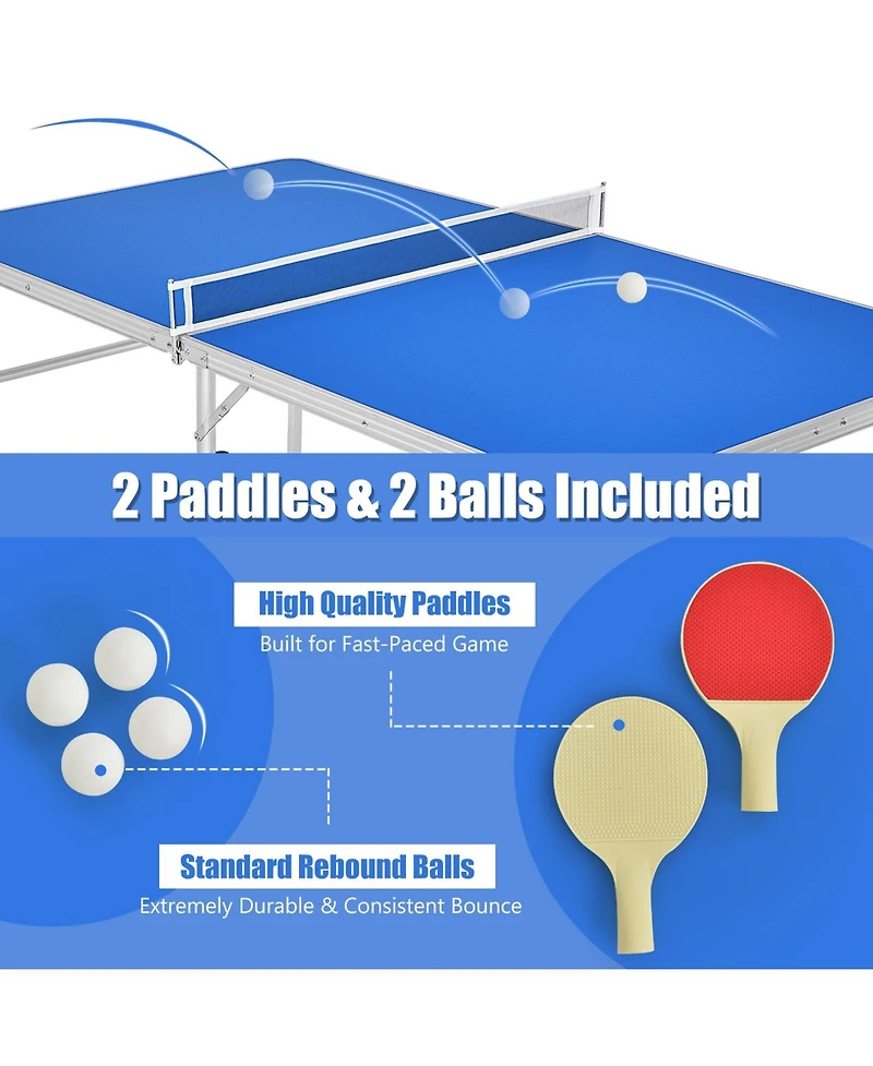 60 Inch Portable Tennis Ping Pong Folding Table with Accessories