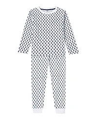 Malabar Baby Little Boys Organic Cotton 2PC Pajama Set, Fort (Blue & White)