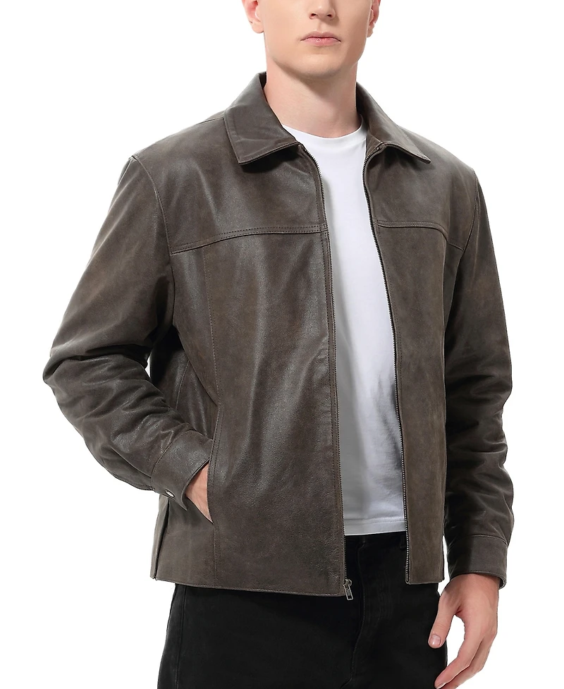 Bgsd Men David Distressed Leather Jacket - Tall