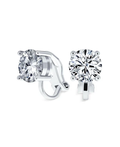 Bling Jewelry 2CT Solitaire Round Cubic Zirconia Cz Clip On Stud Earrings Non Piercing