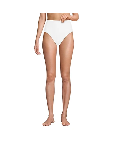 Lands' End Women's Chlorine Resistant Ottoman Rib High Waisted Bikini Bottoms