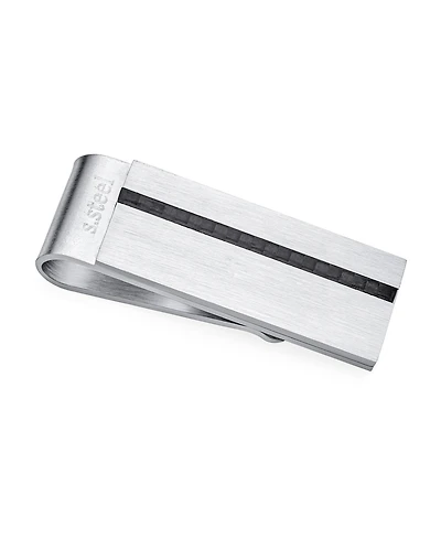 Bling Jewelry Two Tone Black Weave Inlay Carbon Fiber Money Clip Card Holder