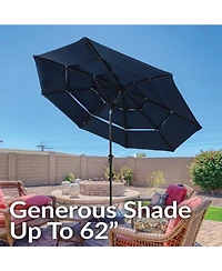 10 ft Outdoor Patio Umbrella with Tilt and Crank - 3-Tier Vented Outdoor Table Umbrella - Navy Blue