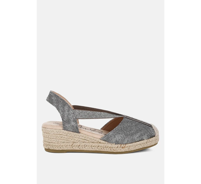 Port Side Metallic Woven Espadrille Wedges