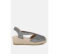 Port Side Metallic Woven Espadrille Wedges
