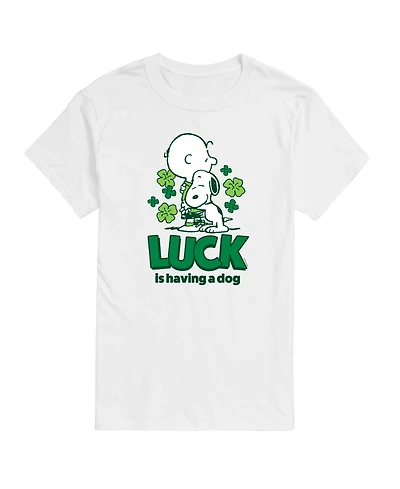 Airwaves Men's Peanuts Luck Is Having a Dog Short Sleeve T-Shirt