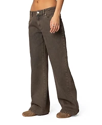 Edikted Womens Zahra Mud Wash Low Rise Jeans