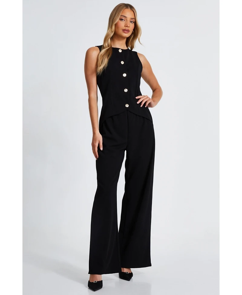 Quiz Women's 2 in 1 Scuba Crepe Waistcoat Jumpsuit