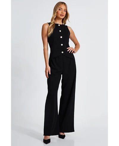 Quiz Women's 2 in 1 Scuba Crepe Waistcoat Jumpsuit