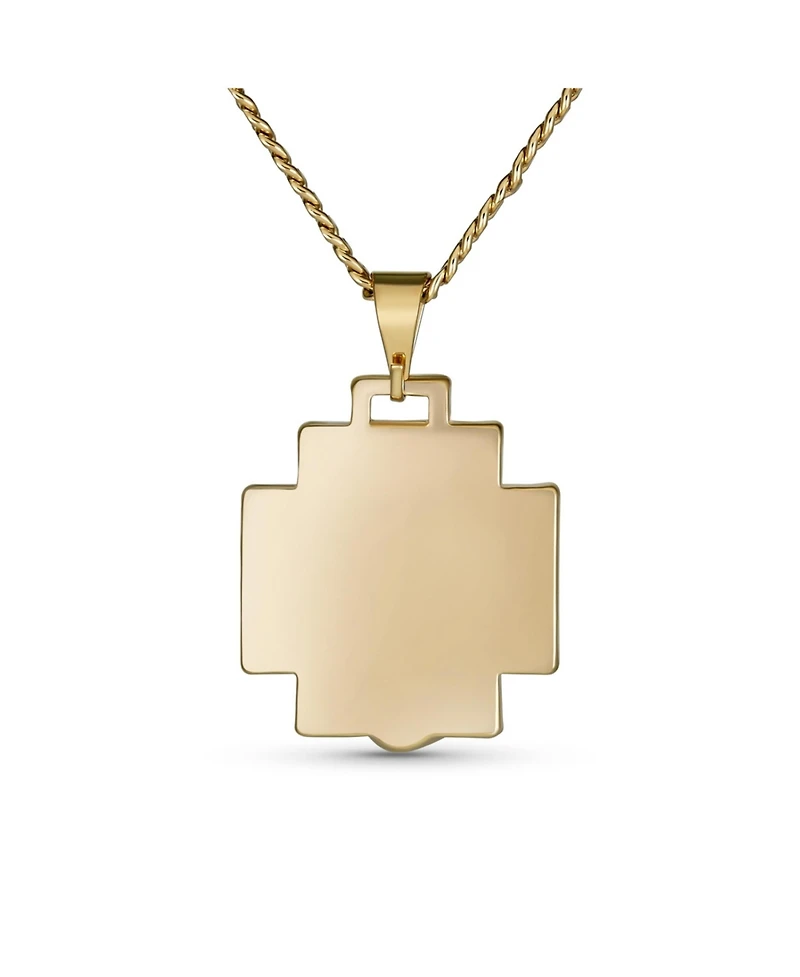 Bling Jewelry Yellow Gold Plated Pendant Necklace with Jesus Christ Cross Medallion