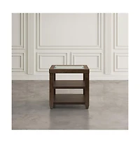 Urban Icon Contemporary Glass Inlay End Table with Storage, Merlot