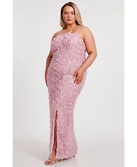 Quiz Plus Cut Out 3D Floral Maxi Dress