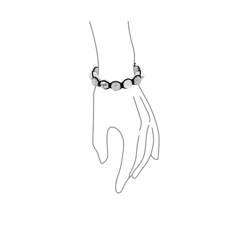 Bling Jewelry Black Pave Crystal Ball Bracelet Black Cord String Adjustable