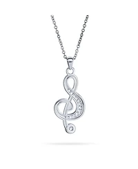 Bling Jewelry Music Teacher Student Treble Clef Pendant Necklace with Cz Musical Note
