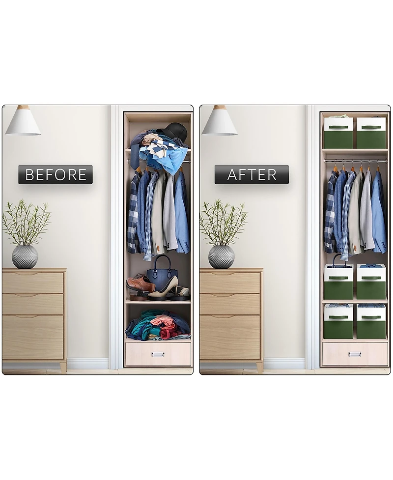 Sorbus 6 Pack 11" Two Tone Foldable Storage Cubes with Handles - Perfect for clothes, toys, books, linens, and more