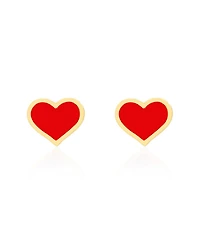The Lovery Large Coral Heart Stud Earrings 14k Gold