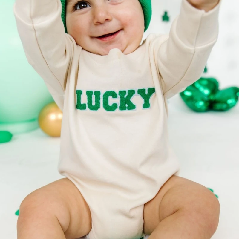 Sweet Wink Toddler Boys Lucky Varsity Patch St. Patrick's Day Sweatshirt