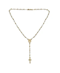 Bling Jewelry Dainty White Pearl Virgin Mary Rosary Necklace with Crucifix Gold Plated
