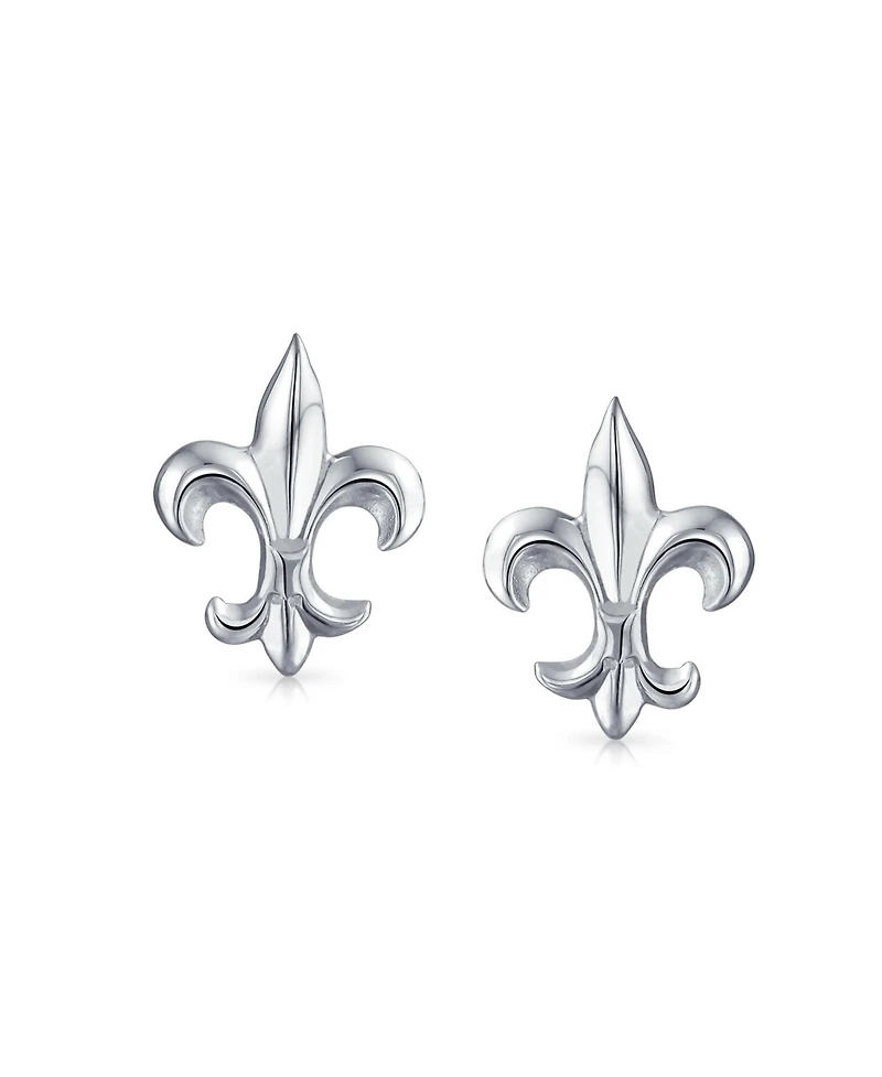 Bling Jewelry Ancient Symbol Fleur De Lis Cz Stud Earrings Sterling Silver