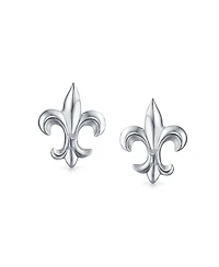 Bling Jewelry Ancient Symbol Fleur De Lis Cz Stud Earrings Sterling Silver
