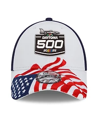 New Era Men's White/Navy 2025 Daytona 500 9FORTY Adjustable Hat