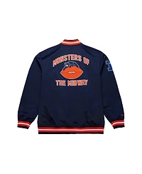 Mitchell & Ness Men's Navy Chicago Bears Double Down Satin Full-Snap Jacket