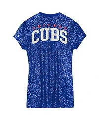Outerstuff Big Girls Royal Chicago Cubs Sequin V-Neck Dress