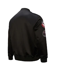 Mitchell & Ness Men's Black Chicago Bulls Hardwood Classics Blackout Collection Satin Full-Zip Jacket