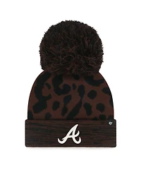 '47 Brand Women's Brown Atlanta Braves Rosette Cuffed with Pom Knit Hat