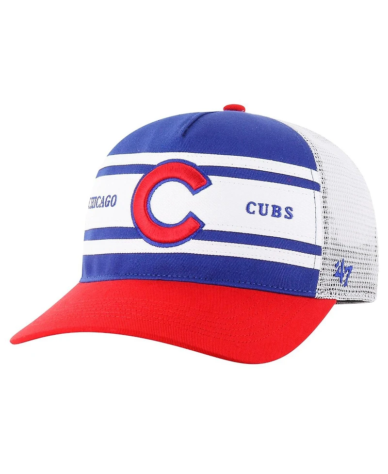 '47 Brand Men's Royal Chicago Cubs Gridiron Super Stripe Relaxed Trucker Hitch Adjustable Hat