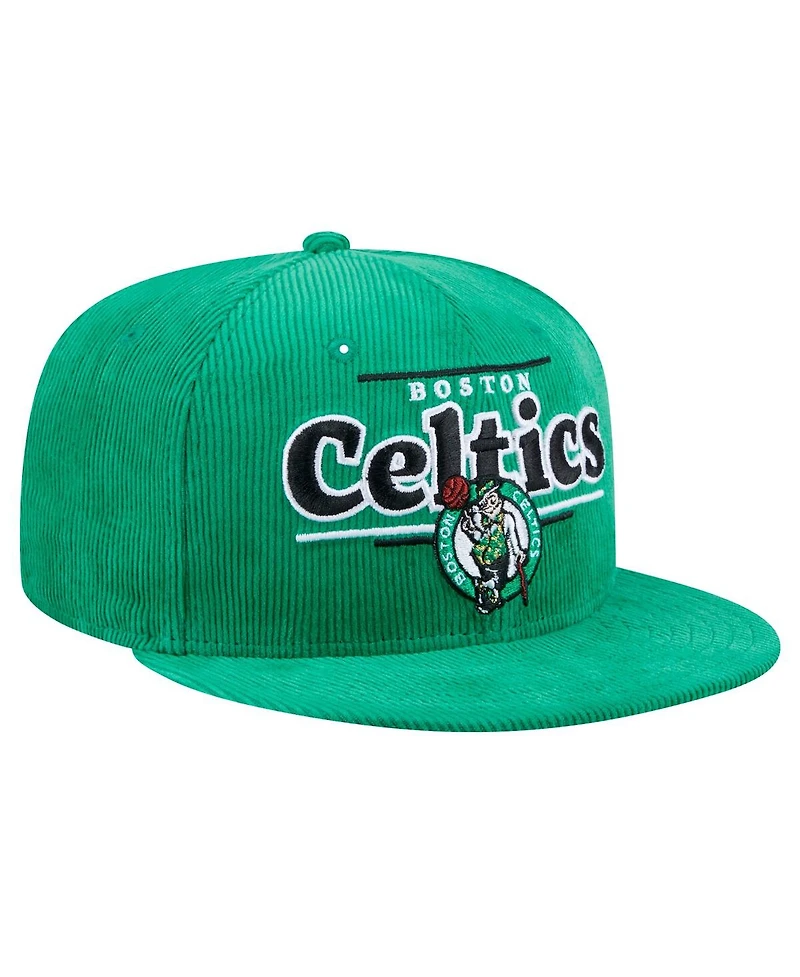 New Era Men's Kelly Green Boston Celtics Throwback Display Corduroy 9FIFTY Snapback Hat
