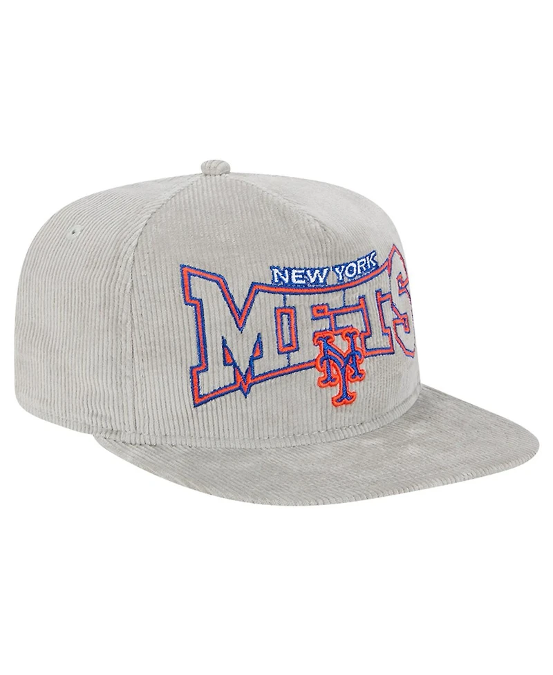 New Era Men's Gray New York Mets Corduroy Golfer Snapback Hat
