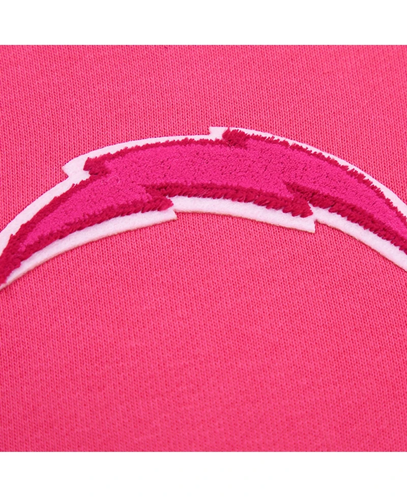 Pro Standard Women's Pink Los Angeles Chargers Triple Pink Cropped Fleece Pullover Hoodie
