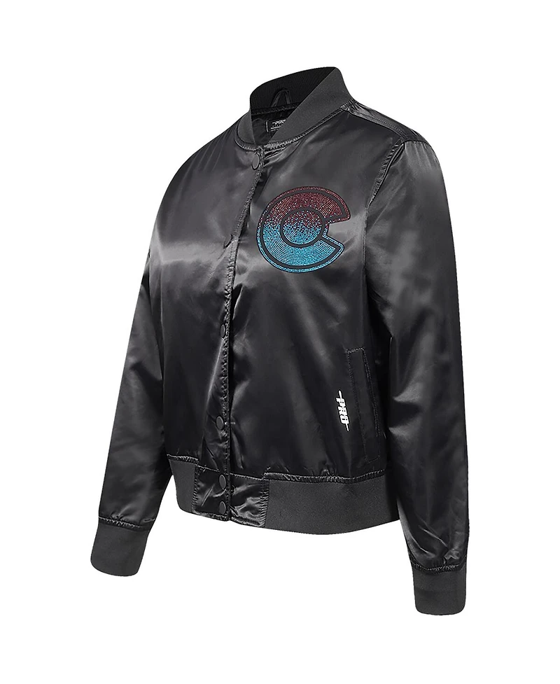 Pro Standard Women's Black Colorado Avalanche Rhinestone Jewels Satin Full-Snap Jacket